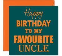 Stuff4 Cartes d'anniversaire amusantes pour oncle - Carte d'anniversaire « Happy Birthday To My Favourite » pour oncle de nièce, neveu, oncle, cadeau d'anniversaire 145 mm x 145 mm