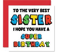Stuff4 Cartes d'anniversaire amusantes pour sœur - Super anniversaire - Carte d'anniversaire pour sœur de la part de frère, sœur - Cadeau d'anniversaire de 145 x 145 mm