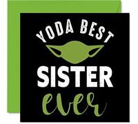 Stuff4 Cartes d'anniversaire amusantes pour sœur - Yoda Best - Carte d'anniversaire Joke pour sœur de la part d'un frère, cadeau d'anniversaire pour sœur, 145 mm x 145 mm, cartes de vœux pour sœur