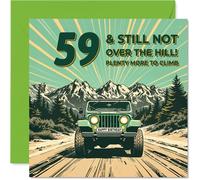 Stuff4 Cartes d'anniversaire de 59 ans pour homme et femme - Still Not Over The Hill - Carte d'anniversaire pour homme, femme, oncle, sœur, épouse, mari, 14 cm