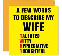 Stuff4 Cartes d'anniversaire grossières pour femme - Few Words Describe Tw*t - Carte d'anniversaire pour femme de la part d'un mari, cadeau d'anniversaire plaisanterie, 145 mm x 145 mm