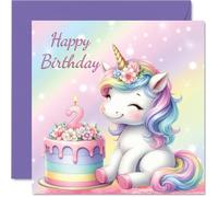 Stuff4 Cartes d'anniversaire pour filles - Gâteau licorne - Carte d'anniversaire pour fille de 2 ans, sœur, cousine, filleule, belle-fille, carte de vœux d'anniversaire de 14 cm