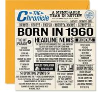 Stuff4 Cartes d'anniversaire pour hommes et femmes nés en 1960, carte de joyeux 65e anniversaire pour grand-père, grand-mère, grand-mère, rétro, vintage, retour en 1960, 145 mm, cartes de voeux