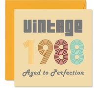 Stuff4 Cartes d'anniversaire pour hommes et femmes, vintage 1988 Aged To Perfection, carte d'anniversaire 37 amusante pour elle et lui, 145 mm, cartes de voeux d'anniversaire pour maman, papa