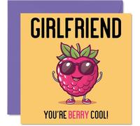Stuff4 Cartes d'anniversaire pour petite amie - Berry Cool - Carte d'anniversaire amusante pour petite amie, cadeau d'anniversaire pour partenaire, 145 mm x 145 mm, cartes de vœux pour femme et elle