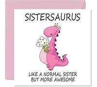 Stuff4 Cartes d'anniversaire pour sœur - Carte d'anniversaire de la part d'un frère ou d'une belle-sœur, carte d'anniversaire dinosaure, 145 mm x 145 mm