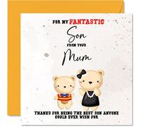 Stuff4 Cartes d'anniversaire spéciales pour fils - Carte d'anniversaire fantastique pour fils de la part d'une maman, d'un fils, 145 mm x 145 mm, cartes d'anniversaire sentimentales, cadeau pour fils