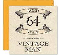 Stuff4 Cartes d'anniversaire vintage pour homme - 64 ans - Carte d'anniversaire amusante pour grand-père père mari petit ami oncle frère grand-père 145mm carte de vœux pour 64e anniversaire