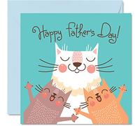 Stuff4 Cartes de fête des pères amusantes pour papa de la part du chat - Carte de fête des pères - Carte de fête des pères pour papa de la part du chat, cadeaux pour papa, 145 mm x 145 mm