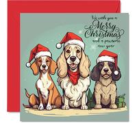 Stuff4 Cartes de Noël pour homme et femme - Chiens de Noël mignons - Carte de Noël pour sœur, frère, cousin, oncle, tante, maman, grand-père, grand-père, 145 mm x 145 mm