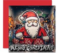 Stuff4 Cartes de Noël pour homme et femme, Graffiti Père Noël