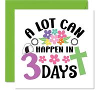 Stuff4 Cartes de Pâques religieuses - A Lot Can Happen In 3 Days - Carte de Pâques pour ami, cartes de Pâques chrétiennes, 145 mm x 145 mm, cartes de vœux saisonnières pour la famille et les amis