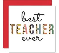Stuff4 Cartes de remerciement - Best Teacher Ever - Cartes de remerciement pour lui, elle, homme, femme, carte de remerciement sincère, 145 mm x 145 mm - Cartes de remerciement pour cadeaux