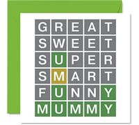 Cartes spéciales pour la fête des mères pour maman - Quiz puzzle de mots intelligents et drôles - Carte d'anniversaire pour maman mère fils et fille 145mm cartes de vœux pour la fête des