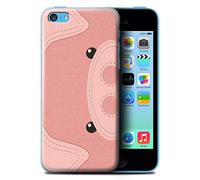 Stuff4 Coque pour Apple iPhone 5C – Design Cochon, Effet Cousu (Collection Animaux)
