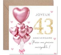 Stuff4 Douce Carte d'Anniversaire 43 Ans, Ambiance Festive et Tendre