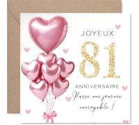 Stuff4 Douce Carte d'Anniversaire 81 Ans, Ambiance Festive Délicate