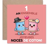 Stuff4 Douce Carte d'Anniversaire de Mariage 1 Ans, Enveloppe Incluse