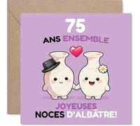 Stuff4 Douce Carte d'Anniversaire de Mariage 75 Ans, Enveloppe Incluse