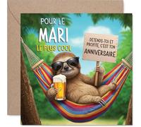Stuff4 Drôle Carte d'Anniversaire pour Mari, Enveloppe Incluse | Paresseux Détendu dans un Hamac, Humour Léger et Clin d'Œil à la Détente, 145 mm Carré