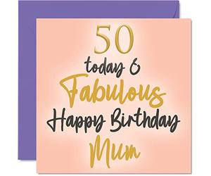 Stuff4 Fabuleuses cartes d'anniversaire 50 ans pour maman, cadeau pour mère | 50 aujourd'hui & Fabulous, Carte d'anniversaire pour maman de la part de sa fille, fils, 145 mm