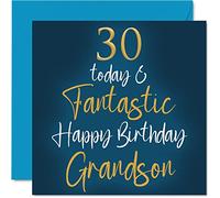 Stuff4 Fantastiques cartes d'anniversaire de 30 ans pour petit-fils - 30 aujourd'hui et fantastique - Carte d'anniversaire pour petit-fils de la part des grands-parents, cadeaux d'anniversaire pour