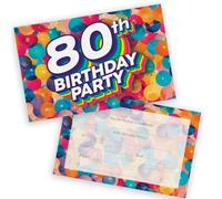 Stuff4 Lot de 20 invitations pour fête d'anniversaire de 80 ans pour hommes et femmes - Ballons arc-en-ciel - Invitations d'anniversaire pour adultes pour amis famille A6 avec enveloppes pliantes