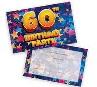 Stuff4 Lot de 28 invitations de fête d'anniversaire pour 60e anniversaire pour hommes et femmes - Invitations d'anniversaire pour adultes pour amis famille A6 avec enveloppes pliantes