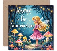 Stuff4 Mignonne Carte d'Anniversaire 6 Ans, Magie et Féerie pour Célébrer