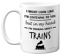 Stuff4 Mug en céramique pour homme - In My Head I'm Thinking About Trains - Cadeau amusant pour les amateurs de repérage, Spotter - 325 ml - Passe au lave-vaisselle - Tasse fantaisie de qualité