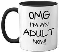 Stuff4 Mug « OMG I'm an Adult » - Cadeau de 18e anniversaire pour filles ou garçons - Tasse amusante pour fils ou fille adulte - Tasse à poignée noire - Cadeau idéal pour les enfants de 18 ans