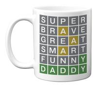 Stuff4 Mug Super Brave Daddy - Grille de mots positifs en couleurs vives - Appréciation amusante pour papa - Tasse en céramique brillante de 325 ml