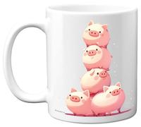 Stuff4 Pig Gifts - Pyramide d'animaux - Cadeau d'anniversaire pour la fête des mères de cochon, cadeau de fête des pères, 325 ml, tasses en céramique de qualité supérieure, passent au lave-vaisselle