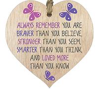 Stuff4 Plaque en bois à suspendre en forme de cœur « Always Remember You Are Braver », cadeau d'amitié pour femme, cadeau d'anniversaire pour femme
