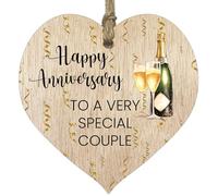 Stuff4 Plaque en Bois à Suspendre en Forme de cœur avec Inscription « to a Very Special Couple » - Joli Cadeau d'anniversaire, de Saint-Valentin pour Petite Amie, épouse, cœur en Bois Clair, Cadeau