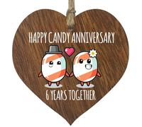 Stuff4 Plaque en Bois foncé pour 6e Anniversaire de Mariage - Cadeau pour Mari et Femme - 6 Ans Ensemble - Cœur en Bois foncé pour Homme et Femme