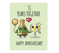 Stuff4 Poster 38e anniversaire de mariage sans cadre - 38 ans ensemble - Cadeau mignon pour petite amie, épouse, compagne, petit ami, partenaire, mari, 20,3 x 25,4 cm
