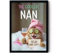 Stuff4 Poster d'anniversaire amusant encadré - Chat relaxant pour le bain - Cadeau hilarant pour grand-fils et petite-fille, 20,3 x 25,4 cm, décoration de fête des mères