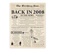 Stuff4 Poster de 17e anniversaire sans cadre - Journal Born In 2008 - Happy 17 Birthday pour garçons et filles - Cadeau rétro vintage Back In 2008, 20,3 x 25,4 cm