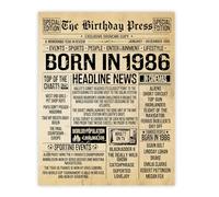 Stuff4 Poster de 38e anniversaire sans cadre - Journal vintage Born In 1986 - Cadeau d'anniversaire pour homme et femme - 20,3 x 25,4 cm - Décoration de fête d'anniversaire pour homme et femme - 20,3