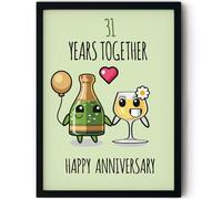 Stuff4 Poster encadré pour 31e anniversaire de mariage - 31 ans ensemble - Cadeau mignon pour petit ami, petite amie, compagnon, partenaire, épouse, mari, 20,3 x 25,4 cm