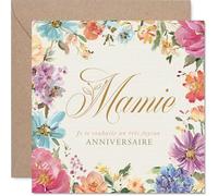 Stuff4 Sincère Carte d'Anniversaire pour Mamie, Vœux Chaleureux et Fleuris