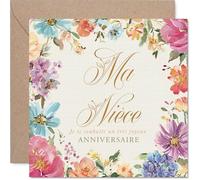 Stuff4 Sincère Carte d'Anniversaire pour Nièce, Enveloppe Incluse | Des Vœux Chaleureux et Sincères, Joli Motif de Fleurs Colorées pour une Touche de Gaieté, 145 mm Carré