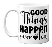Stuff4 Tasse à thé/café amusante - Tasse « Good Things Over Tea » - Cadeau fantaisie pour amis, collègues, amis, cadeaux d'anniversaire, cadeaux d'anniversaire amusants, 325 ml, tasses en céramique de