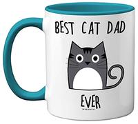 Stuff4 Tasse avec inscription « Best Cat Dad Ever » - Cadeau pour les amoureux des chats, cadeaux mignons pour homme, cadeau amusant pour chat, tasse à café en céramique de 325 ml - Passe au