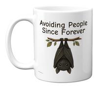 Stuff4 Tasse « Avoiding People Since Forever » - Chauve-souris suspendue à