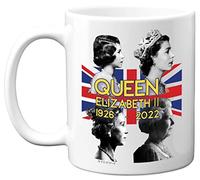 Stuff4 Tasse commémorative de la reine Elizabeth II - Souvenir de la reine Elizabeth II Union Jack - Cadeaux commémoratifs royaux, souvenirs souvenirs, tasses royales pour lui et elle, tasses en