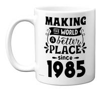 Stuff4 Tasse d'anniversaire 40 ans pour homme et femme - Making The World a Better Place Since 1985 - Cadeau d'anniversaire pour grand-père grand-mère et grand-mère rétro « Back in 1985 Age Forty Bday