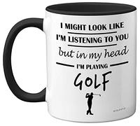 Stuff4 Tasse en céramique avec poignée noire de qualité supérieure pour homme avec inscription « In My Head I'm Playing Golf » - Cadeau amusant pour homme - Idée cadeau pour les amoureux - 325 ml