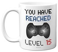 Stuff4 Tasse Gamer Level 15 - Cadeau de 15e anniversaire pour garçons ou filles, passe au lave-vaisselle, tasse à café rétro fantaisie jeu vidéo, cadeau de jeu pour lui ou elle